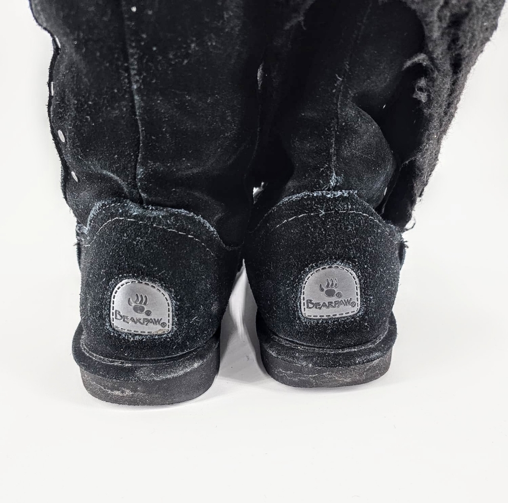 Black Suede Bearpaw Tall Boots - Picture 4 of 6